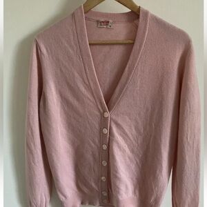 Jaeger Pink Vintage Cashmere Women's Cardigan Sweater